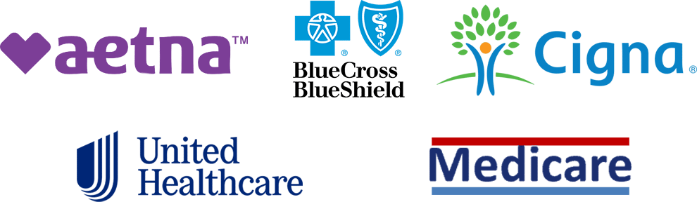 BlueCross BlueShield, United Healthcare, Aetna, Medicare, Cigna